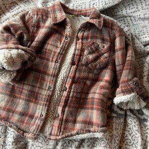 Plaid Sherpa-Lined Kids Shirt Jacket
